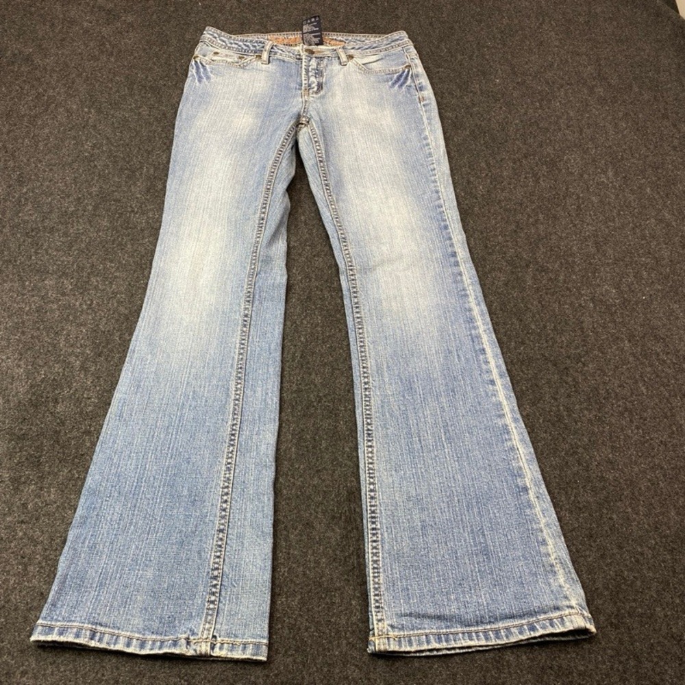 Squeeze Jeans Flare Denim Women 7/8 Light Wash Low Rise Embroidered 16L7374FJL